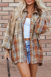 Women’s Colorblock Patchwork Plaid Snap Buttoned Shacket | Zarnesh